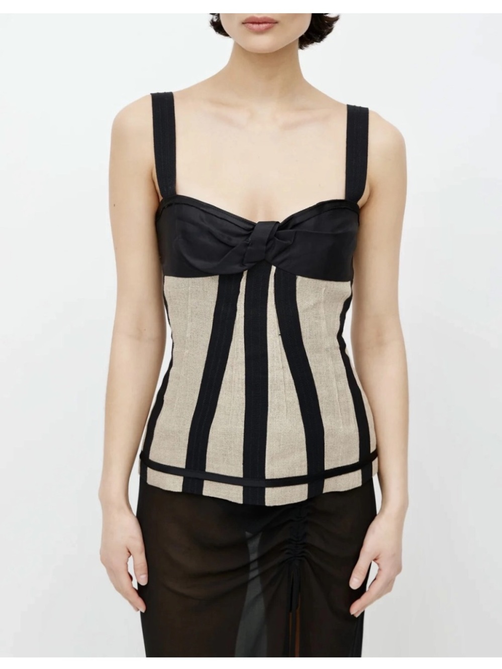 Vintage Y2K Dolce & Gabbana And D&G Black Ribbon Corset Bustier Top Blouse 44 XS